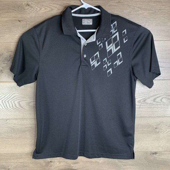 Champions Tour Polo Golf Shirt Mens Large Black with Diamond Design Short Sleeve - Picture 2 of 13